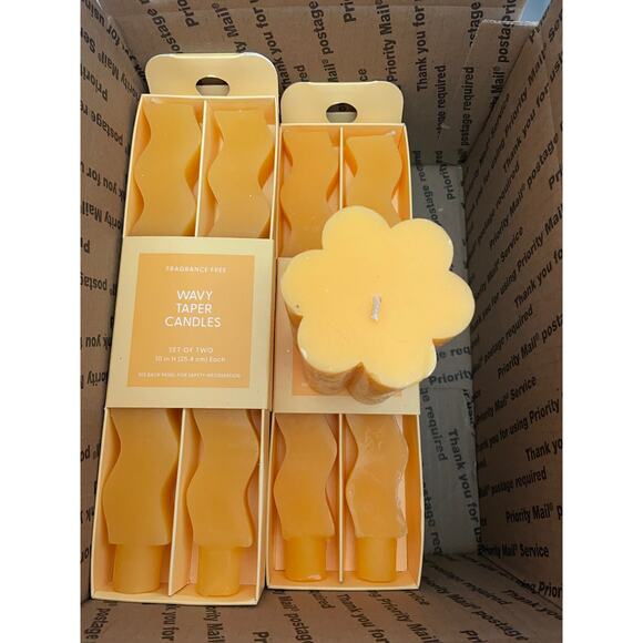 Bundle (7-2 pack) Wizard Gold 10” Wavy Taper Candles & 1- Floral Shaped - Picture 2 of 5